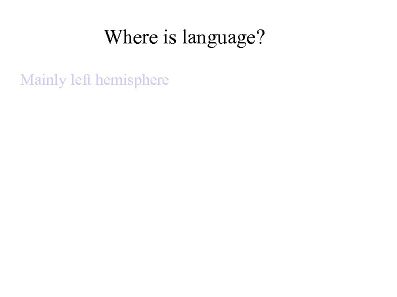 Where is language? Mainly left hemisphere 