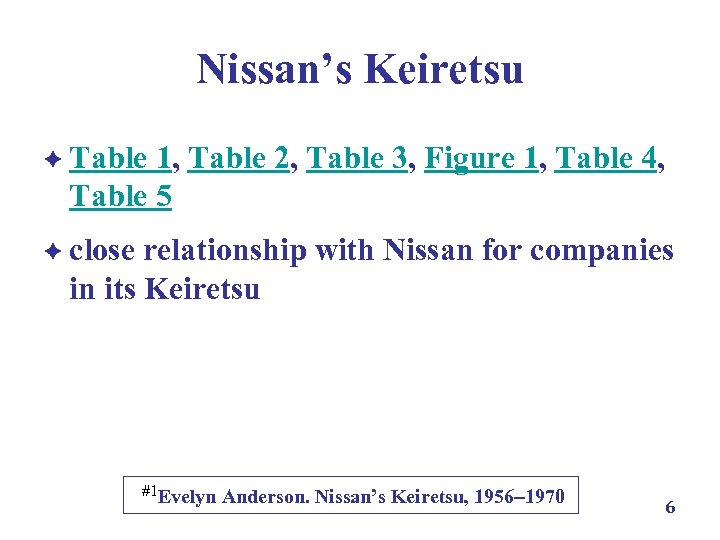 Nissan’s Keiretsu è Table 1, Table 2, Table 3, Figure 1, Table 4, Table