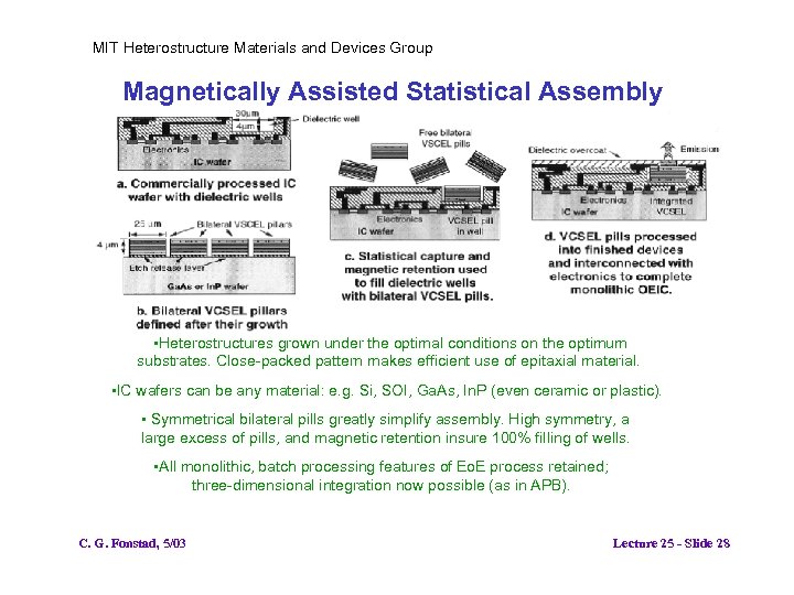 MIT Heterostructure Materials and Devices Group Magnetically Assisted Statistical Assembly • Heterostructures grown under