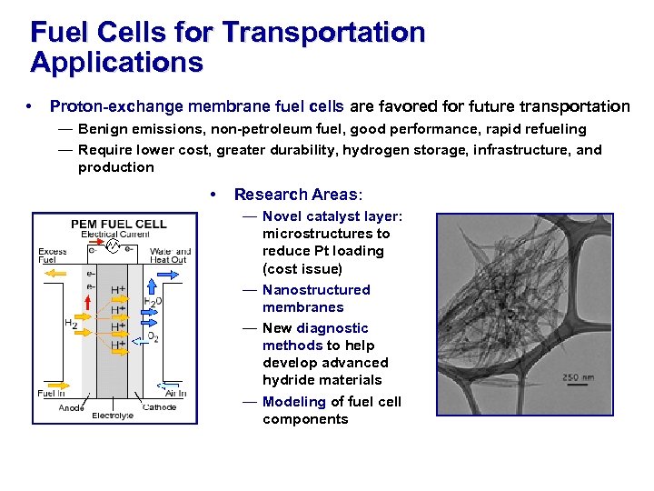 Fuel Cells for Transportation Applications • Proton-exchange membrane fuel cells are favored for future