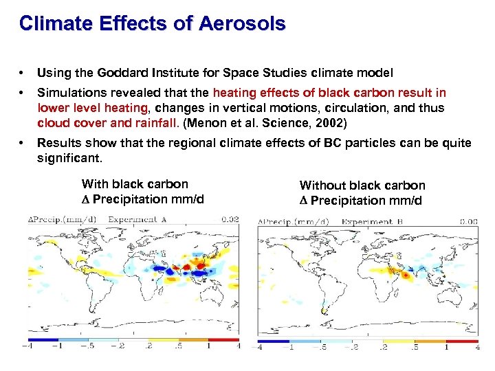 Climate Effects of Aerosols • Using the Goddard Institute for Space Studies climate model