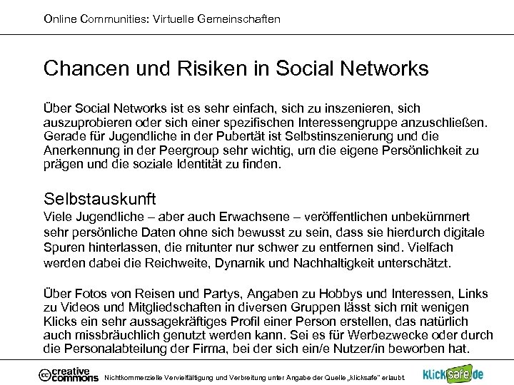 Online Communities: Virtuelle Gemeinschaften Chancen und Risiken in Social Networks Über Social Networks ist