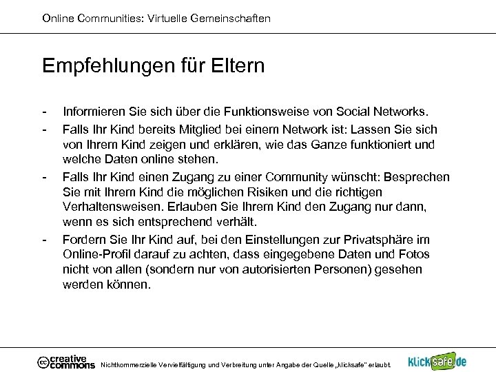 Online Communities: Virtuelle Gemeinschaften Empfehlungen für Eltern - - - Informieren Sie sich über