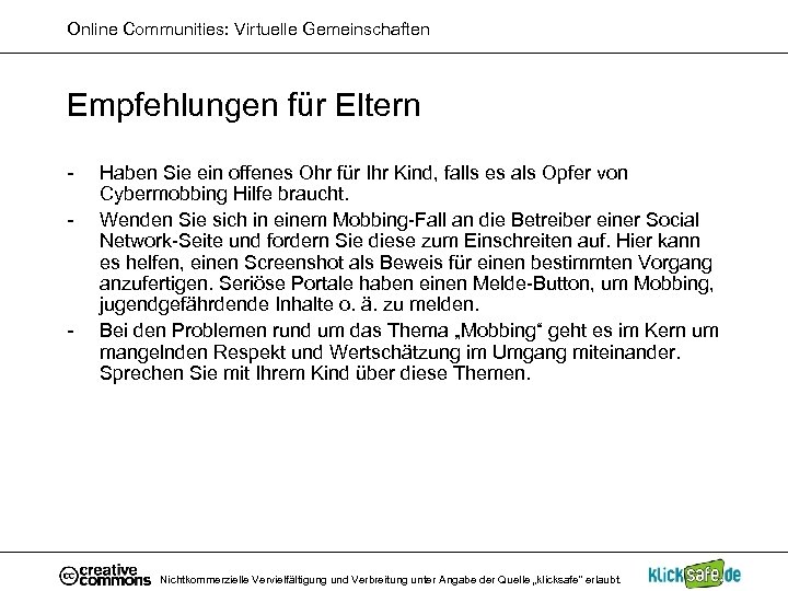 Online Communities: Virtuelle Gemeinschaften Empfehlungen für Eltern - - Haben Sie ein offenes Ohr