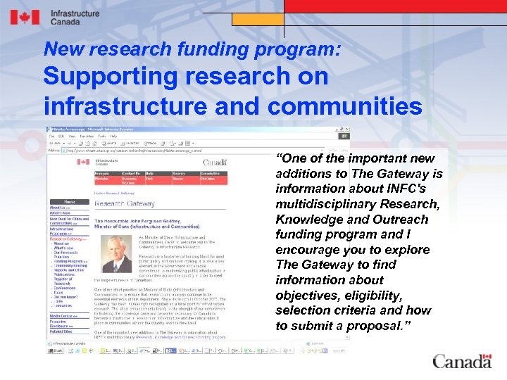 New research funding program: Supporting research on infrastructure and communities “One of the important