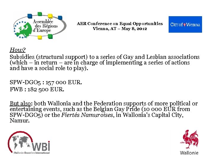 AER Conference on Equal Opportunities Vienna, AT – May 8, 2012 How? Subsidies (structural