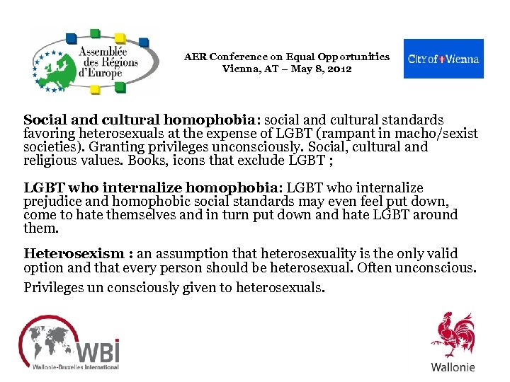 AER Conference on Equal Opportunities Vienna, AT – May 8, 2012 Social and cultural