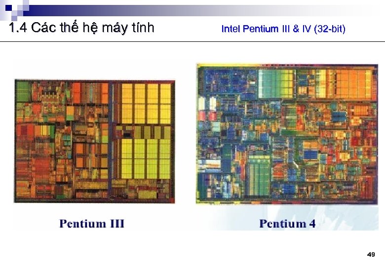 1. 4 Các thế hệ máy tính Intel Pentium III & IV (32 -bit)