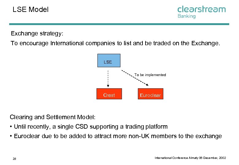 LSE Model Exchange strategy: To encourage International companies to list and be traded on