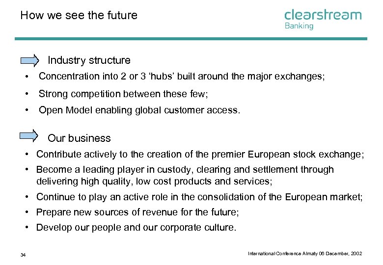 How we see the future Industry structure • Concentration into 2 or 3 ‘hubs’