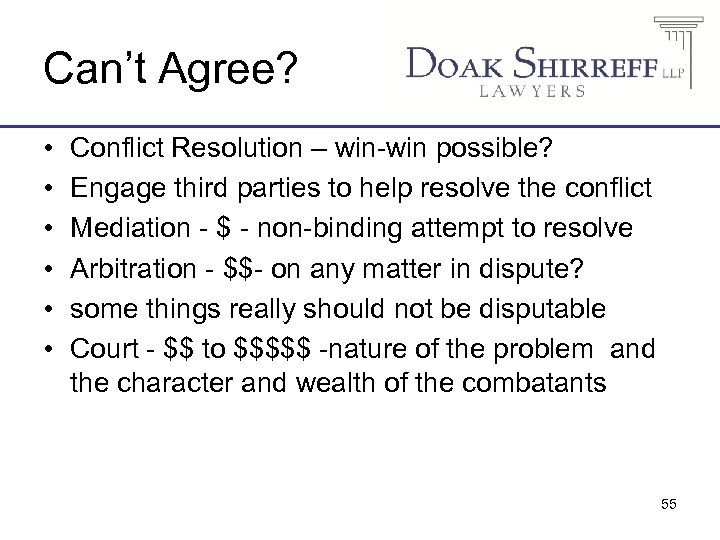 Can’t Agree? • • • Conflict Resolution – win-win possible? Engage third parties to