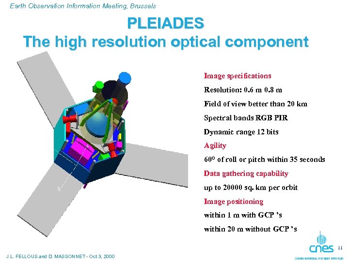 Earth Observation Information Meeting, Brussels PLEIADES The high resolution optical component Image specifications Resolution: