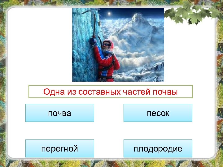 Одна из составных частей почвы почва песок перегной плодородие 