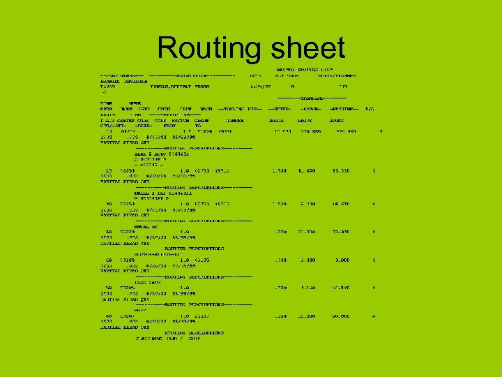 Routing sheet 