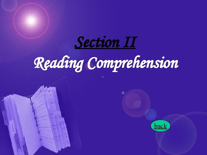 Section II Reading Comprehension back 