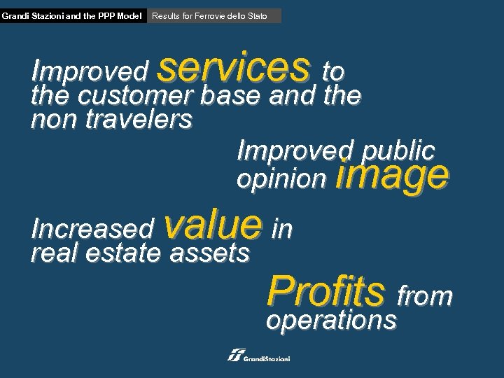 Grandi Stazioni and the PPP Model Results for Ferrovie dello Stato Improved services to