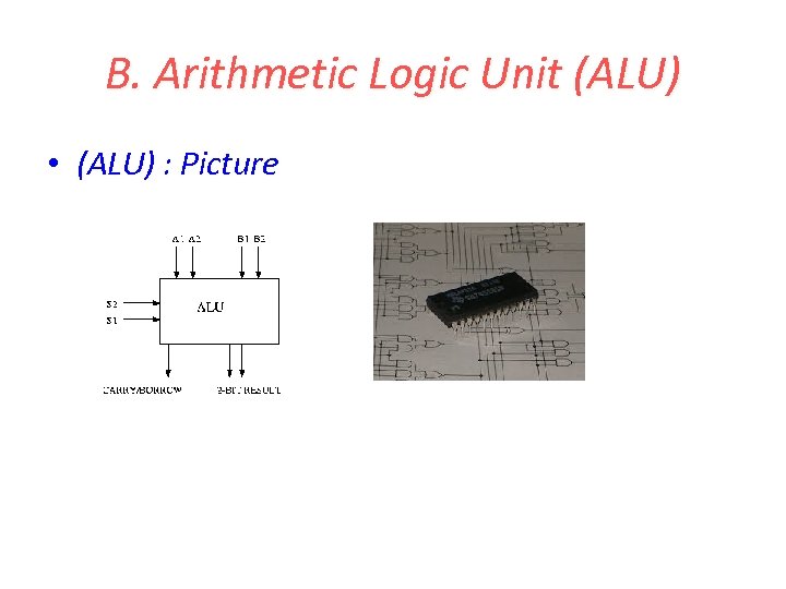 B. Arithmetic Logic Unit (ALU) • (ALU) : Picture 