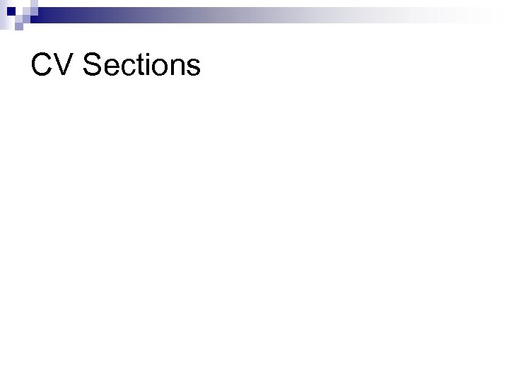 CV Sections 