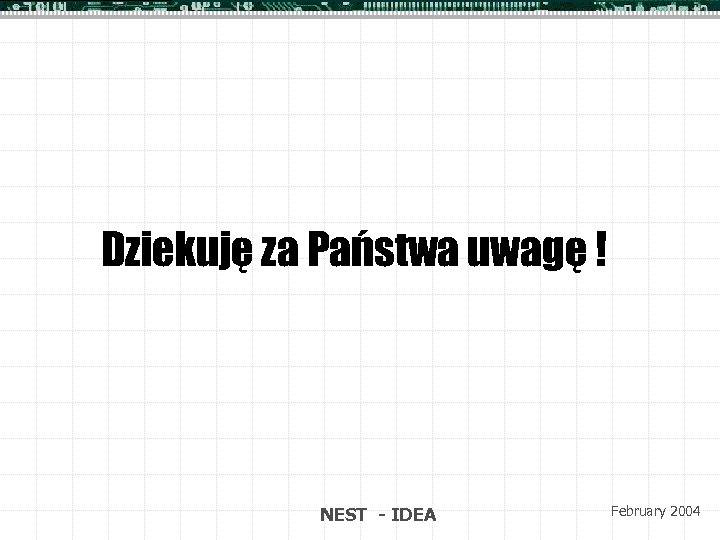 Dziekuję za Państwa uwagę ! NEST - IDEA February 2004 