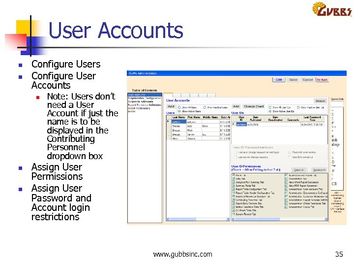 User Accounts n n Configure Users Configure User Accounts n n n Note: Users