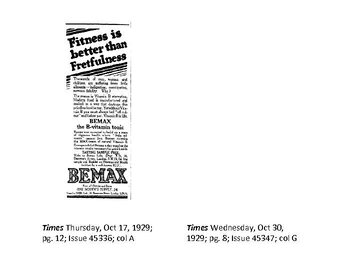Times Thursday, Oct 17, 1929; pg. 12; Issue 45336; col A Times Wednesday, Oct