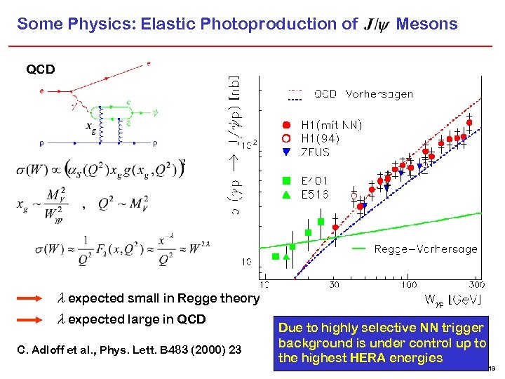 Some Physics: Elastic Photoproduction of Mesons QCD xg expected small in Regge theory expected