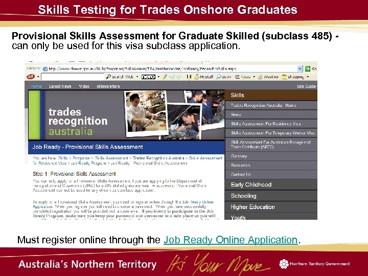  Skills Testing for Trades Onshore Graduates Provisional Skills Assessment for Graduate Skilled (subclass