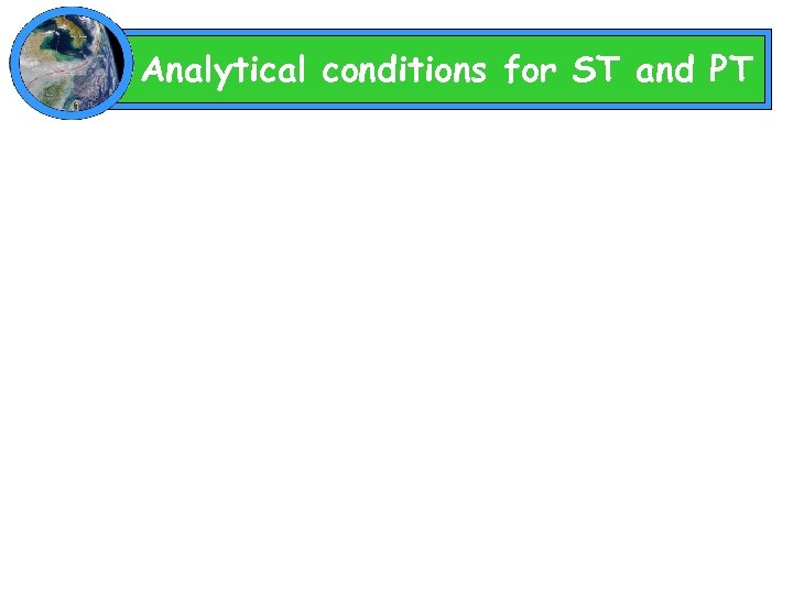 Analytical conditions for ST and PT 