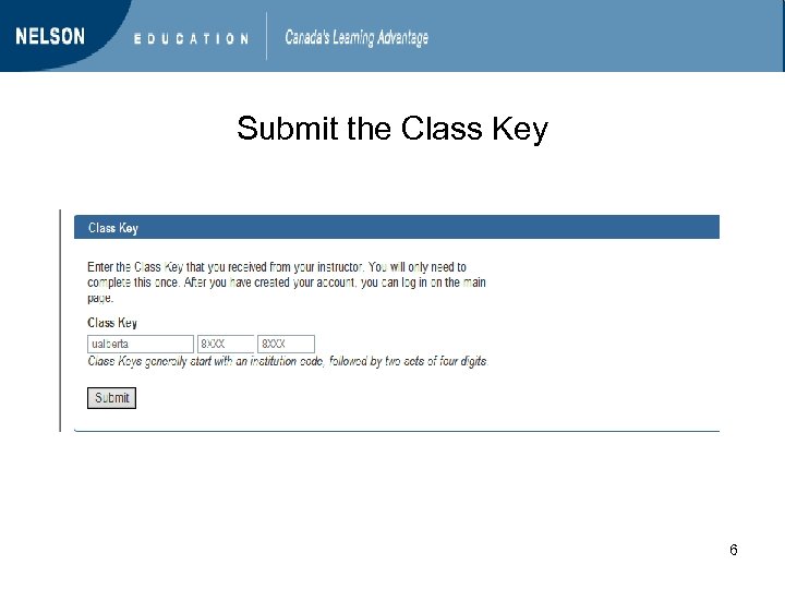 Submit the Class Key 6 