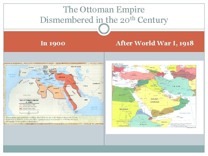 The Ottoman Empire Dismembered in the 20 th Century In 1900 After World War