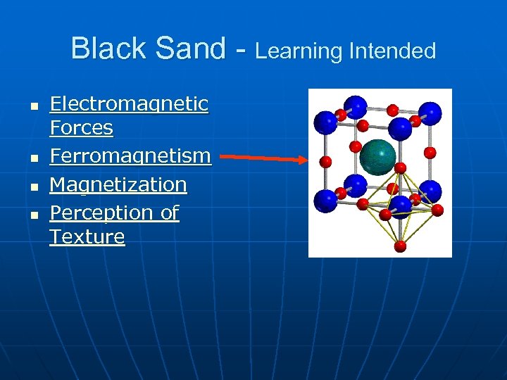 Black Sand - Learning Intended n n Electromagnetic Forces Ferromagnetism Magnetization Perception of Texture