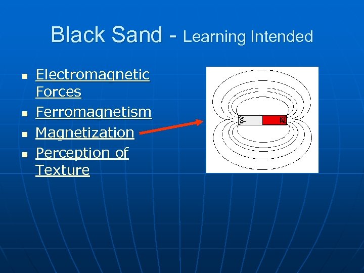 Black Sand - Learning Intended n n Electromagnetic Forces Ferromagnetism Magnetization Perception of Texture