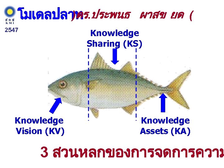 )ดร โมเดลปลาท. ประพนธ ผาสข ยด ( 2547 Knowledge Sharing (KS) Knowledge Vision (KV) Knowledge