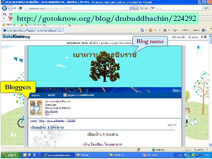 http: //gotoknow. org/blog/dmbuddhachin/224292 Blog name Bloggers 