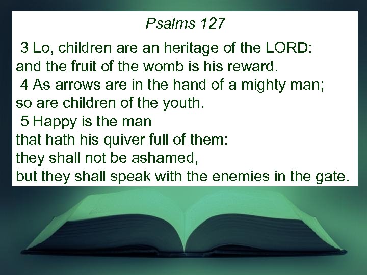 Psalms 127 3 Lo, children are an heritage of the LORD: and the fruit