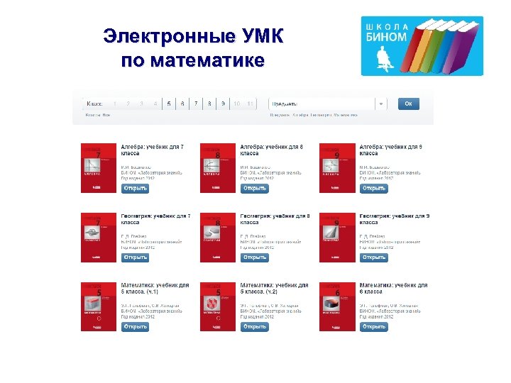 Электронные УМК по математике 