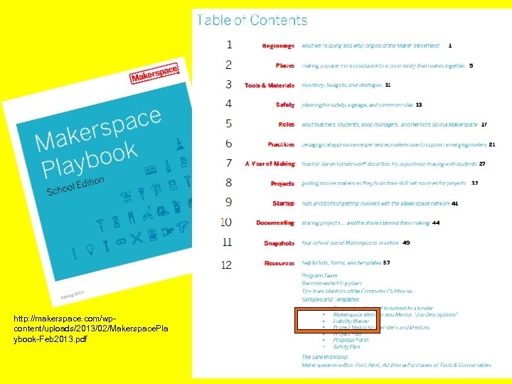 http: //makerspace. com/wpcontent/uploads/2013/02/Makerspace. Pla ybook-Feb 2013. pdf 
