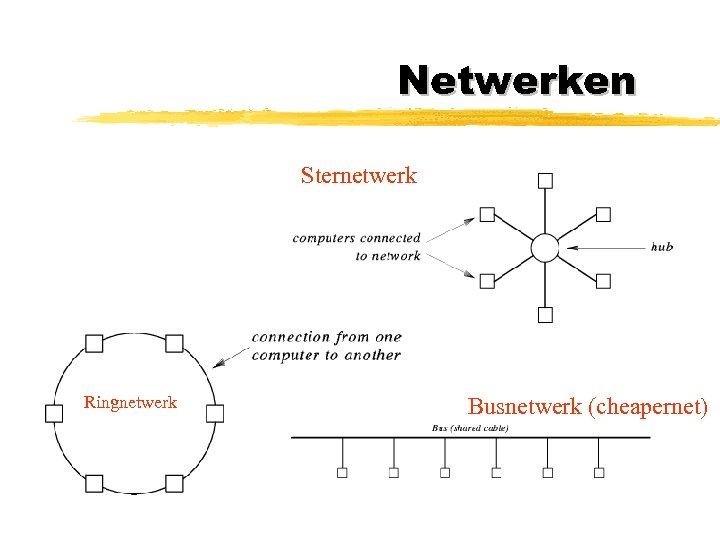 Netwerken Sternetwerk Ringnetwerk Busnetwerk (cheapernet) 