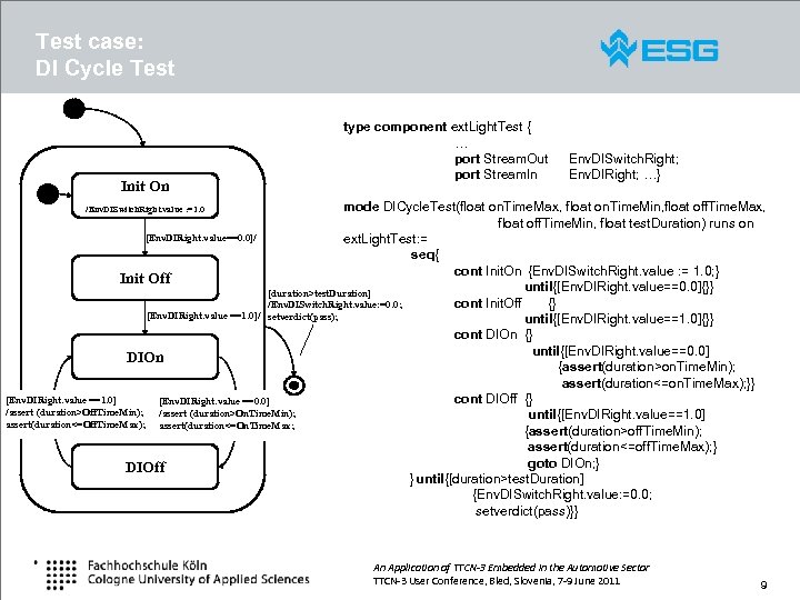 Test case: DI Cycle Test Init On type component ext. Light. Test { …