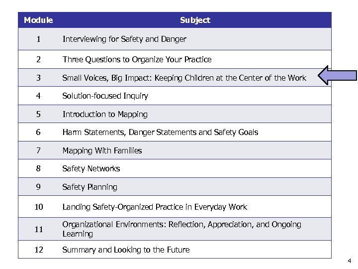 Module Subject 1 Interviewing for Safety and Danger 2 Three Questions to Organize Your