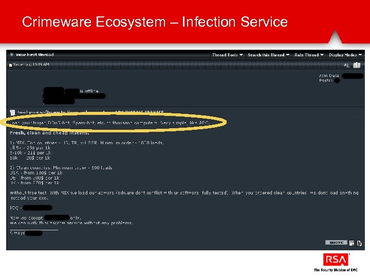 Crimeware Ecosystem – Infection Service 