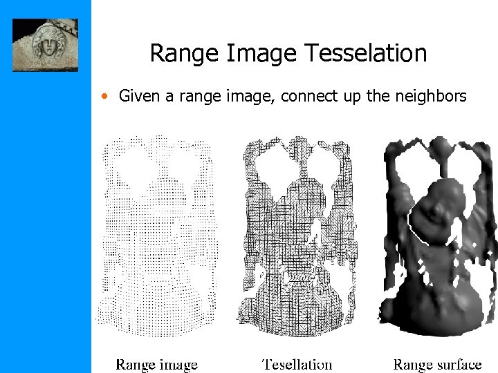 Range Image Tesselation • Given a range image, connect up the neighbors 