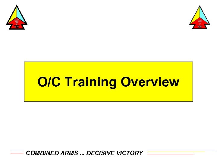 O/C Training Overview COMBINED ARMS. . . DECISIVE VICTORY 