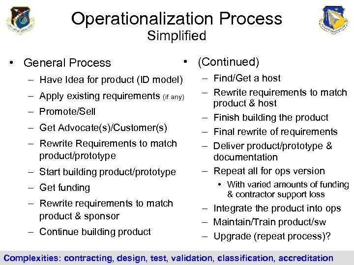 Operationalization Process Simplified • General Process • (Continued) – Have Idea for product (ID