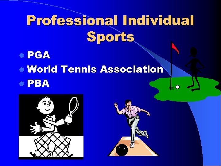 Professional Individual Sports l PGA l World l PBA Tennis Association 