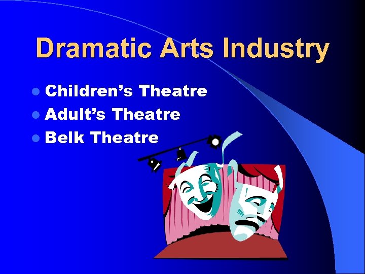 Dramatic Arts Industry l Children’s Theatre l Adult’s Theatre l Belk Theatre 