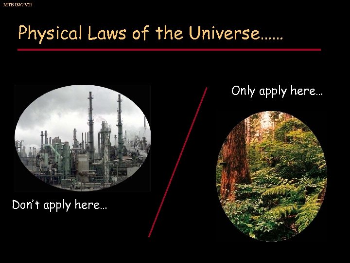 MTB 09/27/05 Physical Laws of the Universe…… Only apply here… Don’t apply here… 