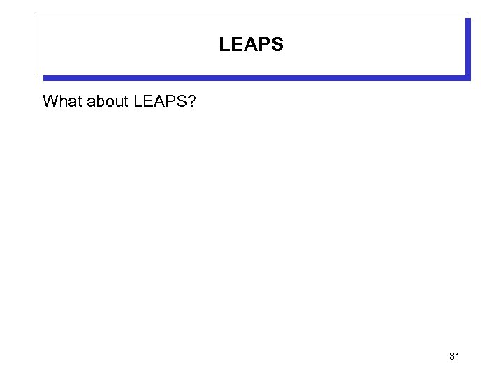 LEAPS What about LEAPS? 31 