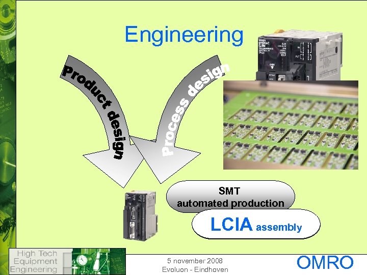 Engineering SMT automated production Assembly assembly Manual production LCIA 5 november 2008 Evoluon -