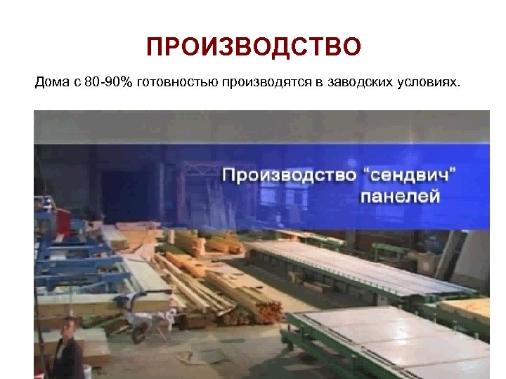 ПРОИЗВОДСТВО Дома с 80 -90% готовностью производятся в заводских условиях. 